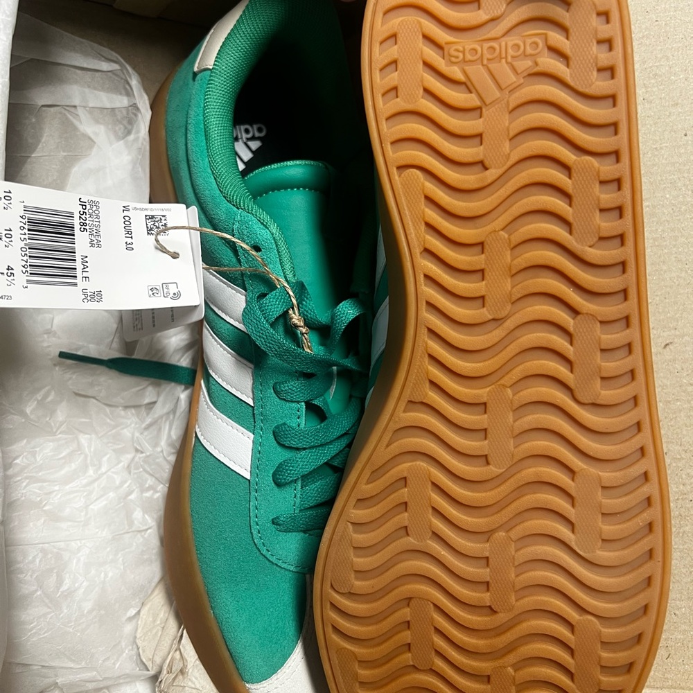 NWT adidas VL Court 3.0 Classic Sneakers | Men’s 11 Women’s 12 | Green White - Picture 11 of 12
